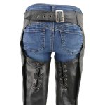 Milwaukee Leather Women’s Black Premium Leather Motorcycle Rider Protective Chaps MLL6520 - Image 2