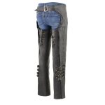 Milwaukee Leather Women’s Black Premium Leather Motorcycle Rider Protective Chaps MLL6520 - Image 5