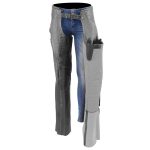 Milwaukee Leather Chaps for Women Black and Grey Premium Skin Laser Cut Accent Stitching Motorcycle Chap – MLL6525 - Image 2
