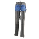 Milwaukee Leather Chaps for Women Black and Grey Premium Skin Laser Cut Accent Stitching Motorcycle Chap – MLL6525 - Image 5