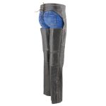 Milwaukee Leather Chaps for Women Black and Grey Premium Skin Laser Cut Accent Stitching Motorcycle Chap – MLL6525 - Image 4