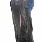 Milwaukee Leather Chaps for Women Black and Purple Premium Skin Laser Cut Accent Stitching Motorcycle Chap- MLL6525 - Image 4