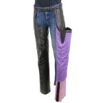 Milwaukee Leather Chaps for Women Black and Purple Premium Skin Laser Cut Accent Stitching Motorcycle Chap- MLL6525 - Image 2