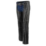 Milwaukee Leather Premium Black Leather Motorcycle Chaps for Women w/ Rubbed Seams-Lace Detail MLL6526 - Image 6