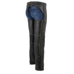 Milwaukee Leather Premium Black Leather Motorcycle Chaps for Women w/ Rubbed Seams-Lace Detail MLL6526 - Image 2