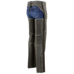 Milwaukee Leather Women Distress Grey Premium Leather Motorcycle Chaps w/ Accent Lace Details MLL6536 - Image 8