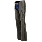 Milwaukee Leather Women Distress Grey Premium Leather Motorcycle Chaps w/ Accent Lace Details MLL6536 - Image 6
