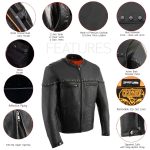 Milwaukee Leather MLM1504 Men’s Black ‘The Skelly Racer’ Premium Moto Leather Jacket - Image 4