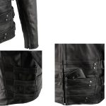Milwaukee Leather MLM1505 Men’s ‘Assault Racer’ Black Leather Jacket with Triple Side Straps - Image 9