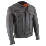 Milwaukee Leather MLM1506 Men’s Black Premium Leather Motorcycle Jacket w/ Utility Pockets Cool-Tec Leather Treatement