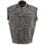 Milwaukee Leather MLM1509 Men’s Distressed Brown ‘2 in 1’ Leather Jacket with Zip-Off Sleeves - Image 2
