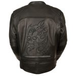Milwaukee Leather MLM1510 Men’s Black Leather Scooter Jacket with Reflective Skull - Image 4