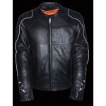 Milwaukee Leather MLM1510 Men’s Black Leather Scooter Jacket with Reflective Skull - Image 5