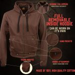 Milwaukee Leather MLM1511 Men’s ‘Vagabond’ Vintage Crazy Horse’ Brown Leather Jacket w/ Removable Hoodie - Image 9