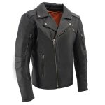 Milwaukee Leather MLM1515 Men’s Classic Beltless Black Leather Triple Stitched Motorcycle Biker Rider Jacket