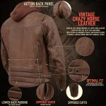 Milwaukee Leather MLM1518 Men’s ‘Scoundrel’ Vintage Crazy Horse Brown Leather Jacket w/ Removable Hoodie - Image 12