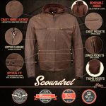 Milwaukee Leather MLM1518 Men’s ‘Scoundrel’ Vintage Crazy Horse Brown Leather Jacket w/ Removable Hoodie - Image 2