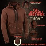 Milwaukee Leather MLM1518 Men’s ‘Scoundrel’ Vintage Crazy Horse Brown Leather Jacket w/ Removable Hoodie - Image 9