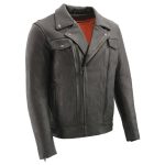 Milwaukee Leather MLM1520 Men’s Pistol Pete Vented Black Leather Cruiser Jacket