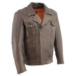 Milwaukee Leather MLM1522 Men’s ‘Vented’ Retro Brown Leather Motorcycle Jacket