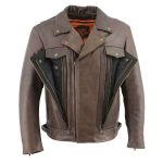 Milwaukee Leather MLM1522 Men’s ‘Vented’ Retro Brown Leather Motorcycle Jacket - Image 4