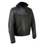 Milwaukee Leather MLM1523 Men’s ‘Scoundrel’ Black Leather Fashion Motorcycle Riding Jacket w/ Removable Hoodie
