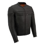 Milwaukee Leather MLM1525 Men’s ‘Crossover’ Black Leather Lightweight MC Jacket