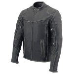 Milwaukee Leather MLM1536 Mens Vintage Distressed Grey Leather Scooter Style Motorcycle Jacket – Reflective Piping - Image 11