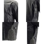 Milwaukee Leather MLM1536 Mens Vintage Distressed Grey Leather Scooter Style Motorcycle Jacket – Reflective Piping - Image 8