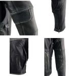 Milwaukee Leather MLM1536 Mens Vintage Distressed Grey Leather Scooter Style Motorcycle Jacket – Reflective Piping - Image 9