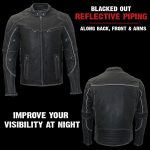 Milwaukee Leather MLM1536 Mens Vintage Distressed Grey Leather Scooter Style Motorcycle Jacket – Reflective Piping - Image 5