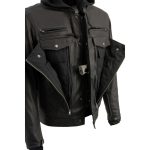 Milwaukee Leather MLM1537 Men’s Black Leather ‘Utility Pocket’ Vented Jacket with Removable Hoodie - Image 6
