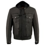 Milwaukee Leather MLM1537 Men’s Black Leather ‘Utility Pocket’ Vented Jacket with Removable Hoodie - Image 7