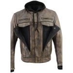 Milwaukee Leather MLM1538 Men’s Distressed Brown Leather ‘Utility Pocket’ Vented Jacket with Removable Hoodie - Image 10