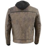 Milwaukee Leather MLM1538 Men’s Distressed Brown Leather ‘Utility Pocket’ Vented Jacket with Removable Hoodie - Image 2