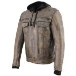 Milwaukee Leather MLM1538 Men’s Distressed Brown Leather ‘Utility Pocket’ Vented Jacket with Removable Hoodie - Image 9