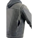 Milwaukee Leather MLM1539 Men’s Distressed Grey Leather ‘Utility Pocket’ Vented Jacket with Removable Hoodie - Image 5