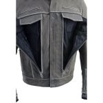 Milwaukee Leather MLM1539 Men’s Distressed Grey Leather ‘Utility Pocket’ Vented Jacket with Removable Hoodie - Image 6