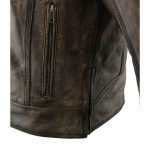 Milwaukee Leather MLM1550 Men’s Vented Black-Beige Distressed Leather Scooter Style Motorcycle Jacket w/ Liner - Image 13