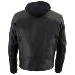 Milwaukee Leather MLM1552 Men’s Black Leather ‘Utility Pocket’ Vented Scooter Style Motorcycle Jacket w/ Hoodie - Image 2