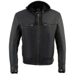 Milwaukee Leather MLM1552 Men’s Black Leather ‘Utility Pocket’ Vented Scooter Style Motorcycle Jacket w/ Hoodie - Image 7