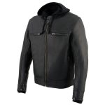 Milwaukee Leather MLM1552 Men’s Black Leather ‘Utility Pocket’ Vented Scooter Style Motorcycle Jacket w/ Hoodie - Image 5