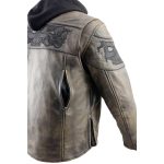 Milwaukee Leather MLM1561 Men’s Distressed Brown Leather Jacket with Reflective Skulls - Image 13