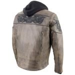 Milwaukee Leather MLM1561 Men’s Distressed Brown Leather Jacket with Reflective Skulls - Image 12
