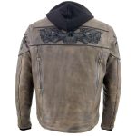 Milwaukee Leather MLM1561 Men’s Distressed Brown Leather Jacket with Reflective Skulls - Image 2
