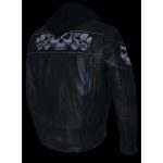 Milwaukee Leather MLM1561 Men’s Distressed Brown Leather Jacket with Reflective Skulls - Image 7
