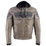 Milwaukee Leather MLM1561 Men’s Distressed Brown Leather Jacket with Reflective Skulls - Image 5