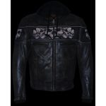 Milwaukee Leather MLM1561 Men’s Distressed Brown Leather Jacket with Reflective Skulls - Image 9