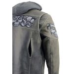 Milwaukee Leather MLM1562 Men’s Distressed Grey Leather Jacket with Reflective Skulls - Image 9