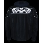 Milwaukee Leather MLM1562 Men’s Distressed Grey Leather Jacket with Reflective Skulls - Image 12
